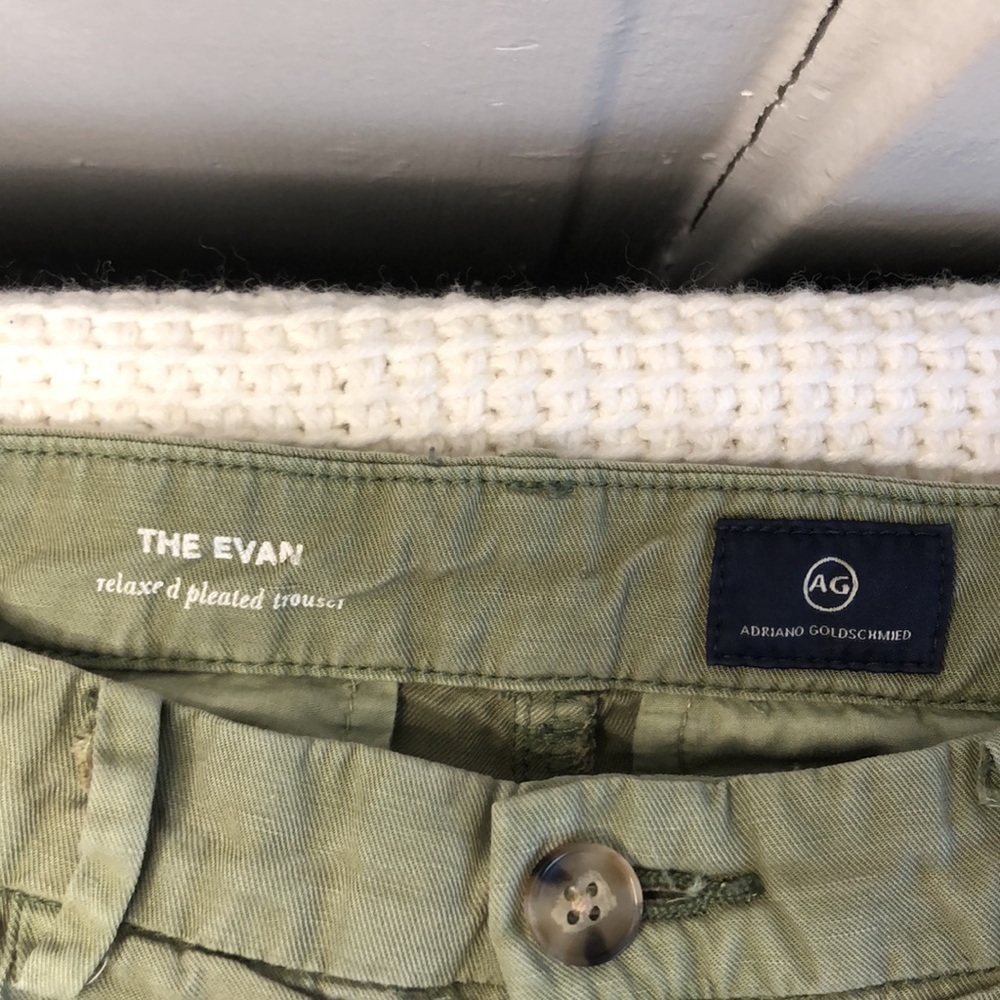 AG Adriano Goldschmied The Evan Relaxed Pleated Pants Olive 25 R - Picture 8 of 11